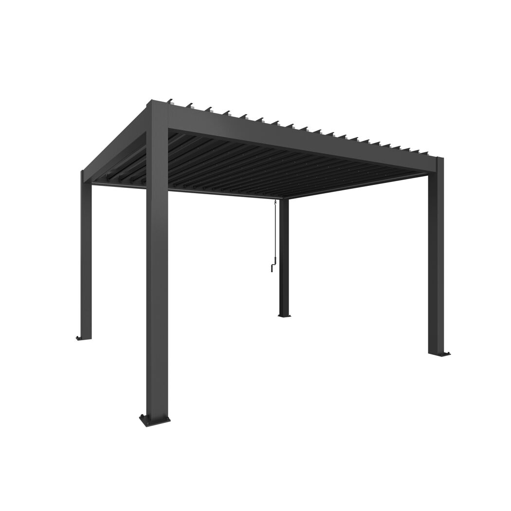 Schwarze Pergola mit Lamellendach