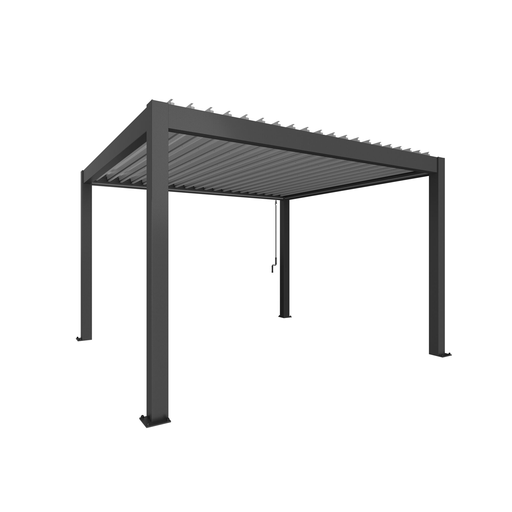 Dunkelgraue Pergola mit Lamellendach