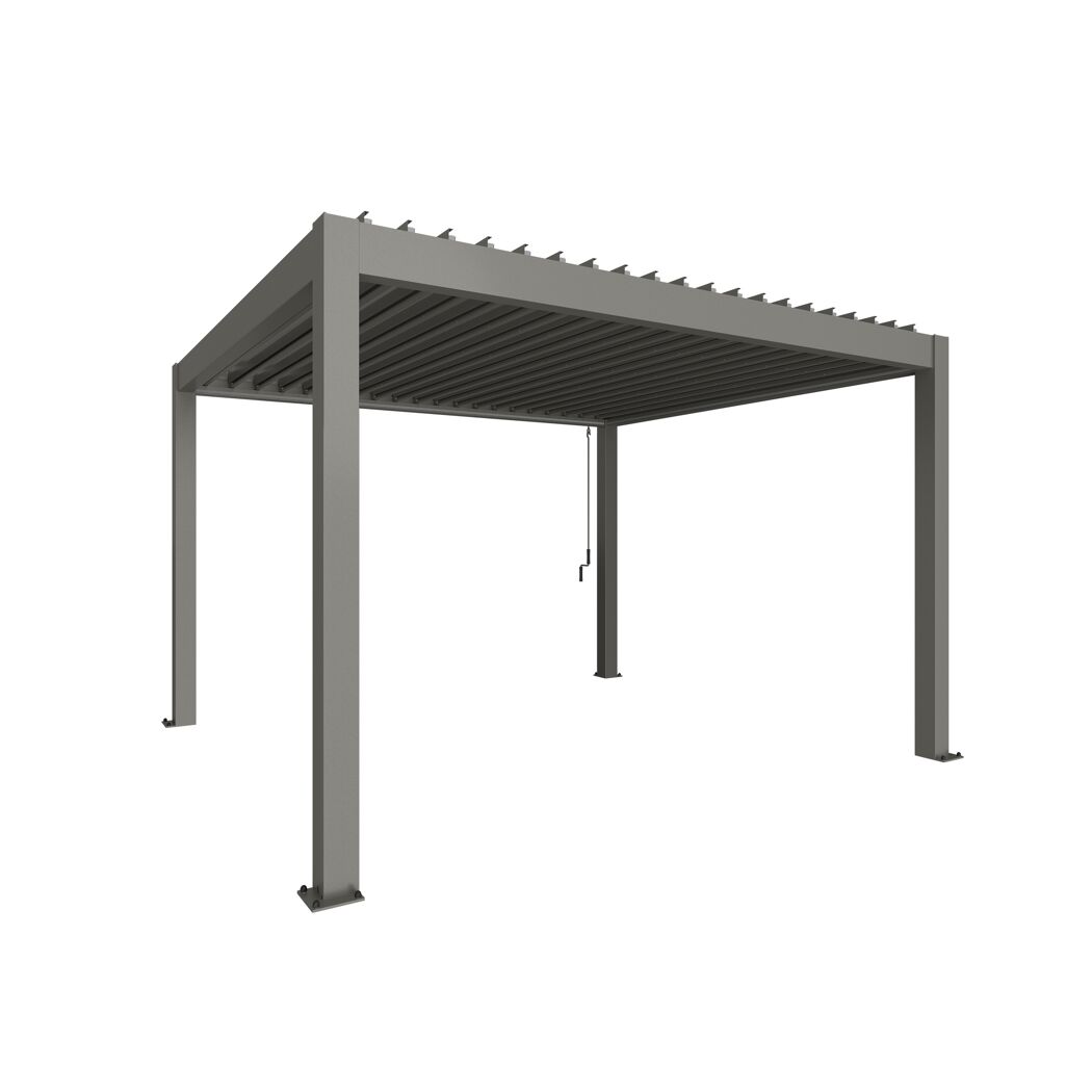 Graue Pergola mit Lamellendach