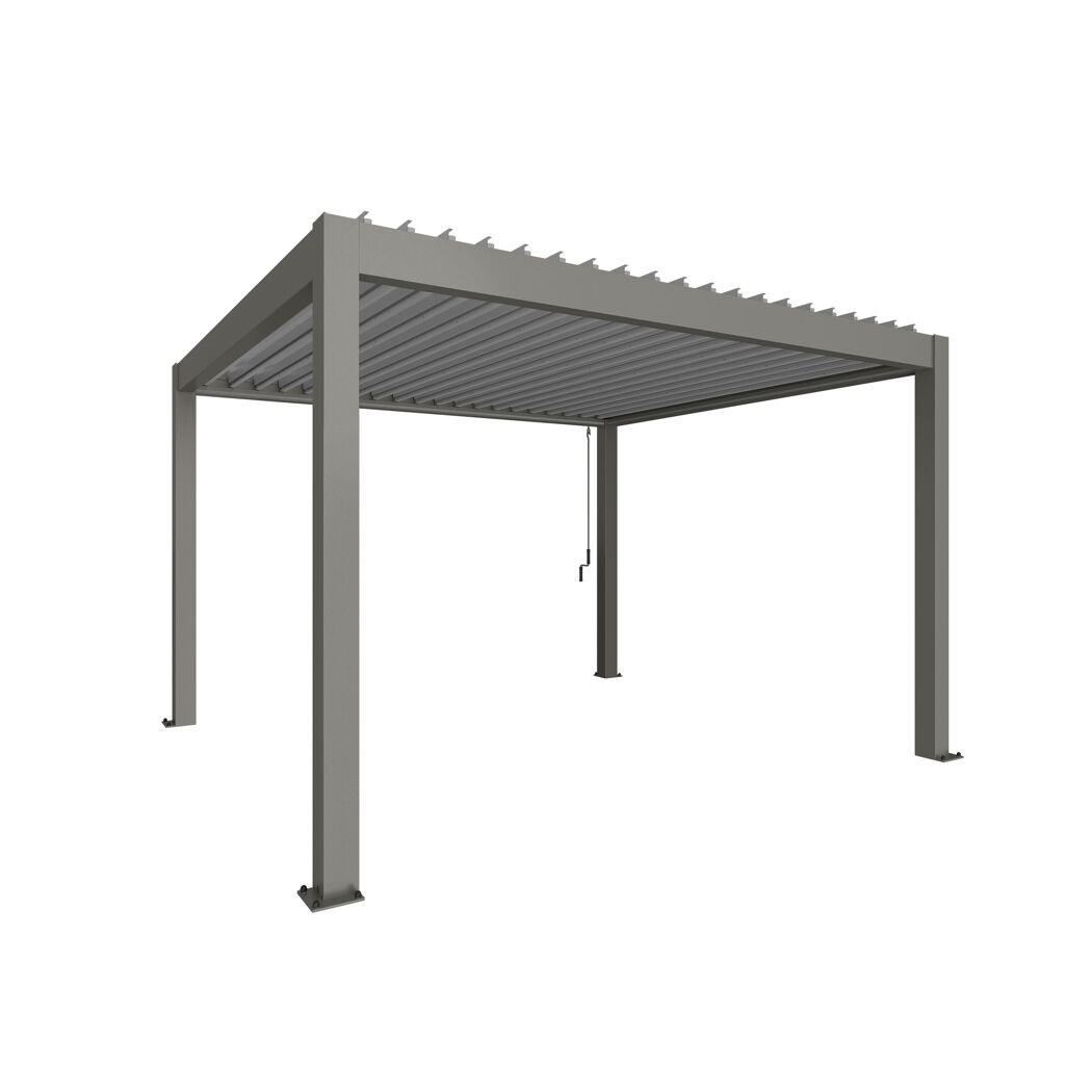 Graue Pergola mit Lamellendach