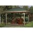 Pavillon mit Gartenmöbeln auf Holzboden