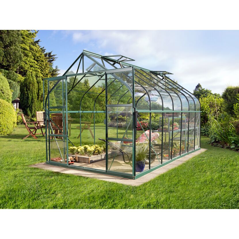Gewächshaus 'Diana 11500' 254,4 x 441 cm mit 3 mm Sicherheitsglas smaragdfarben