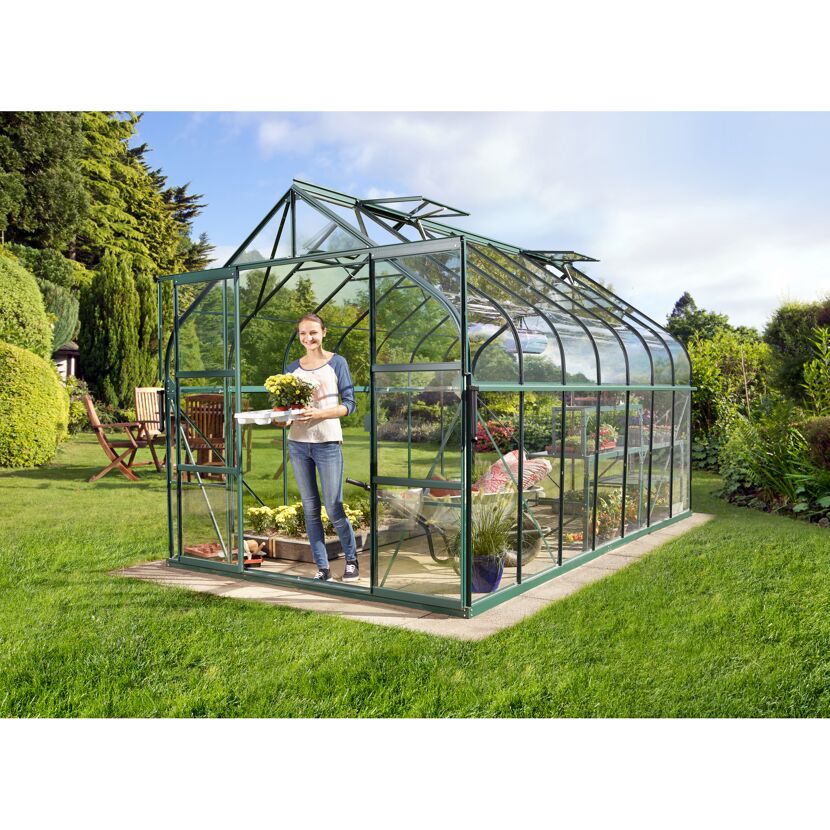Gewächshaus 'Diana 11500' 254,4 x 441 cm mit 3 mm Sicherheitsglas smaragdfarben