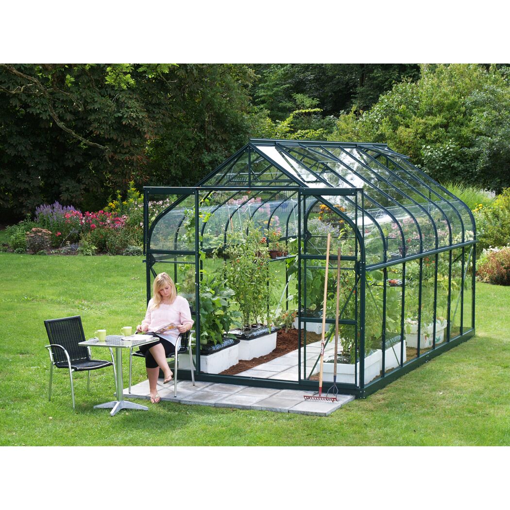 Gewächshaus 'Diana 11500' 254,4 x 441 cm mit 3 mm Sicherheitsglas smaragdfarben