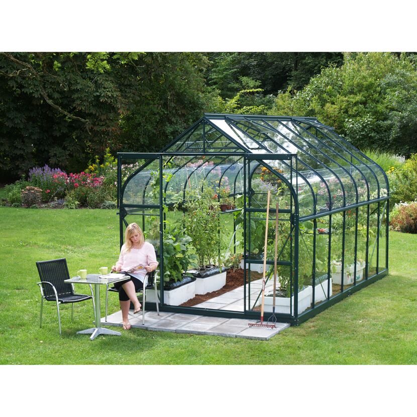 Gewächshaus 'Diana 11500' 254,4 x 441 cm mit 3 mm Sicherheitsglas smaragdfarben