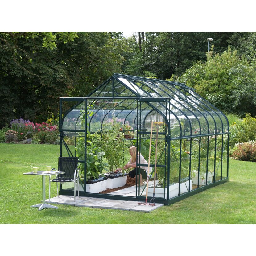 Gewächshaus 'Diana 11500' 254,4 x 441 cm mit 3 mm Sicherheitsglas smaragdfarben