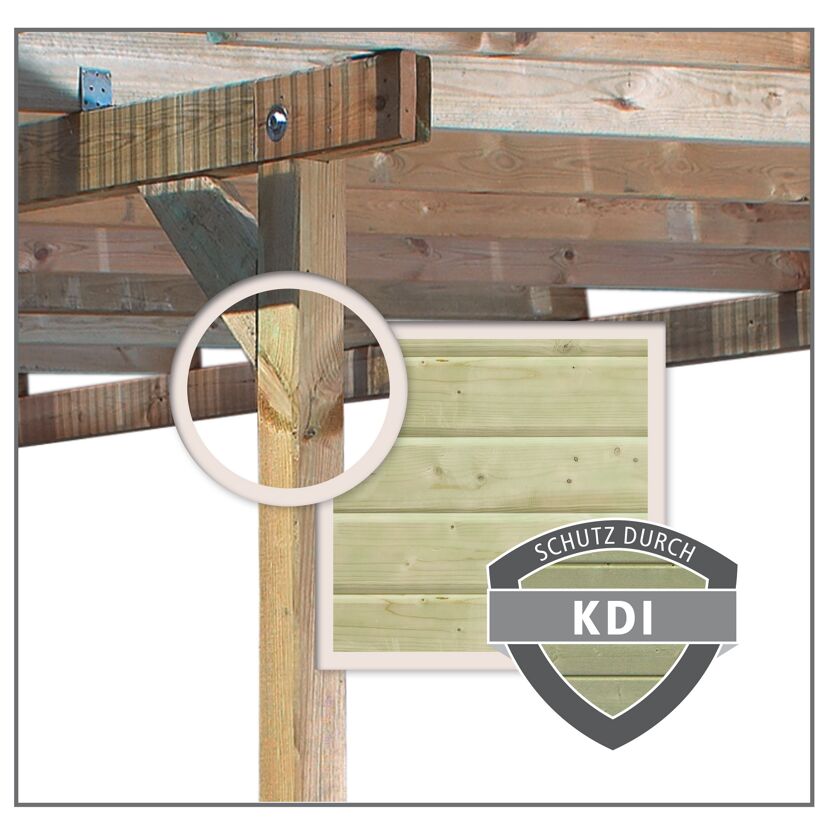 Holzkonstruktion der 4-Eck Laube Cordoba