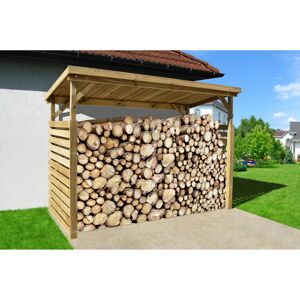 Brennholzlager mit Geräteraum naturfarben 310 x 204 x 130 cm