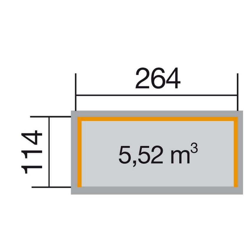 Brennholzlager mit den Maßen 264 x 114 cm und 5,52 m³