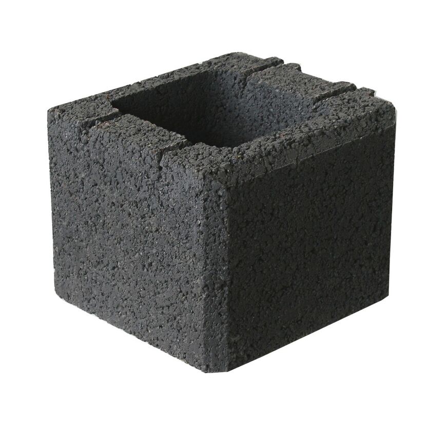 Mauerstein 'Planomur' anthrazit 25 x 25 x 20 cm
