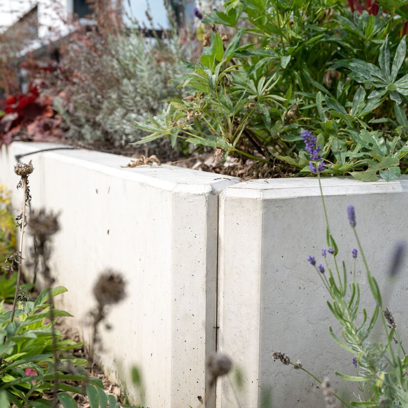 L-Stein Ecke Beton bewehrt grau 90 x 155 x 100 x 8cm