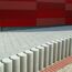 Gehwegplatten und runde Betonpfähle