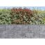 Graue Steinmauer mit Hecke