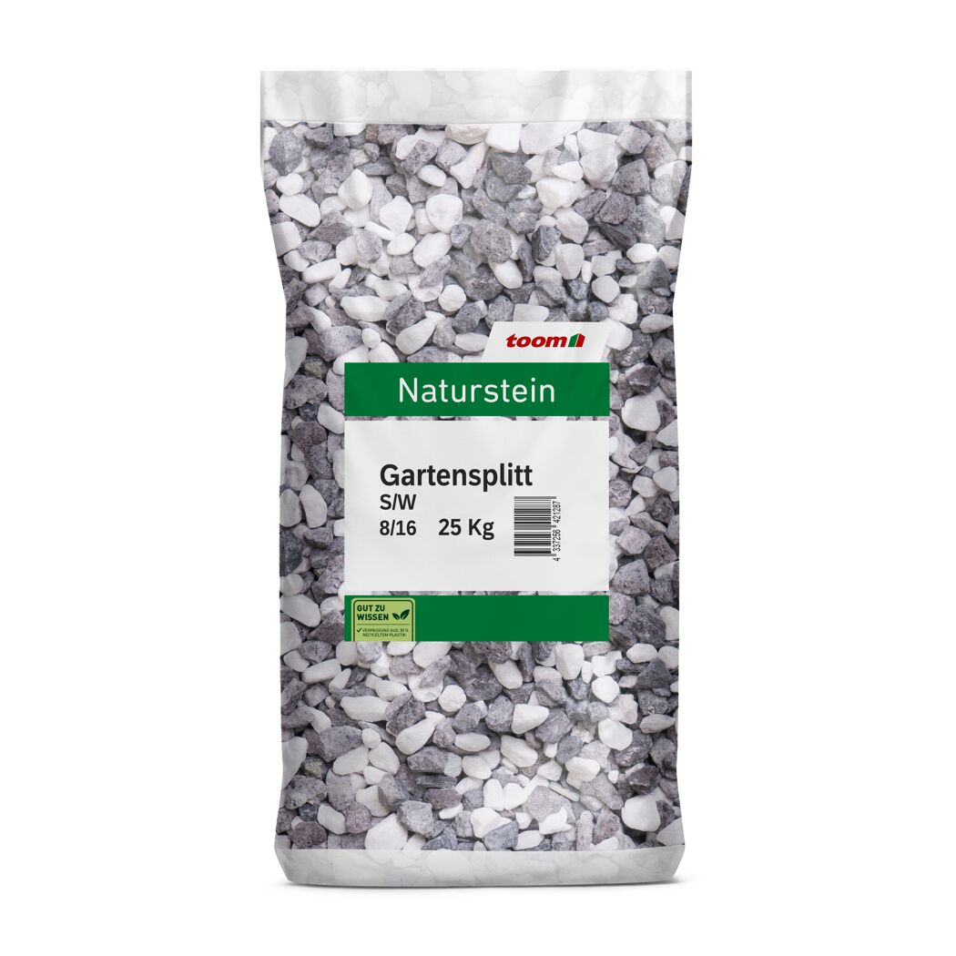 Gartensplitt schwarz/weiß 8/16 mm 25 kg