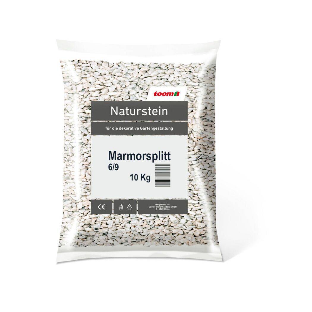 Weißer Marmorsplitt im 10-kg-Sack