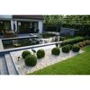 Moderner Gartenteich mit Wasserfall und Dekorationen.