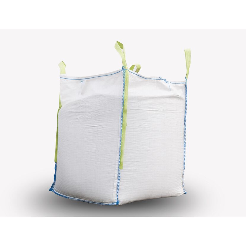 Weißer Big Bag mit grünen Henkeln