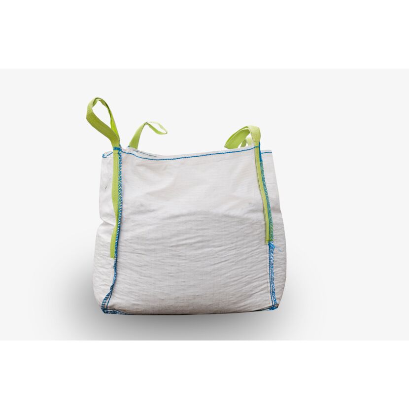 Weißer Big Bag mit grünen Henkeln
