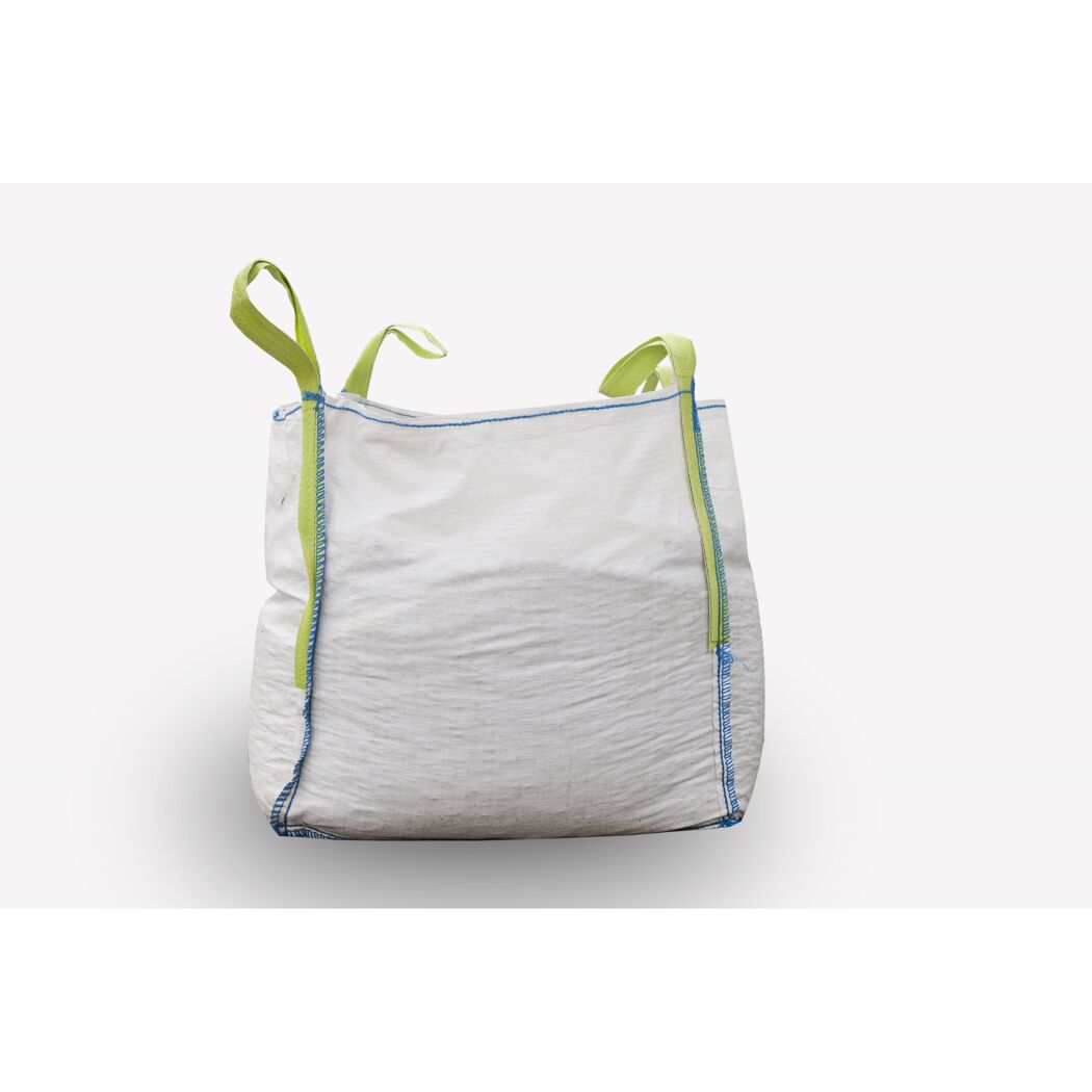 Weißer Big Bag mit grünen Henkeln