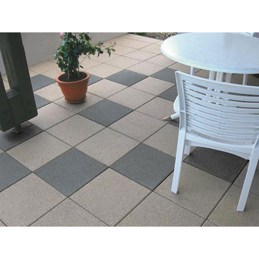 Beige und graue quadratische Terrassenplatten, T-Court Classic