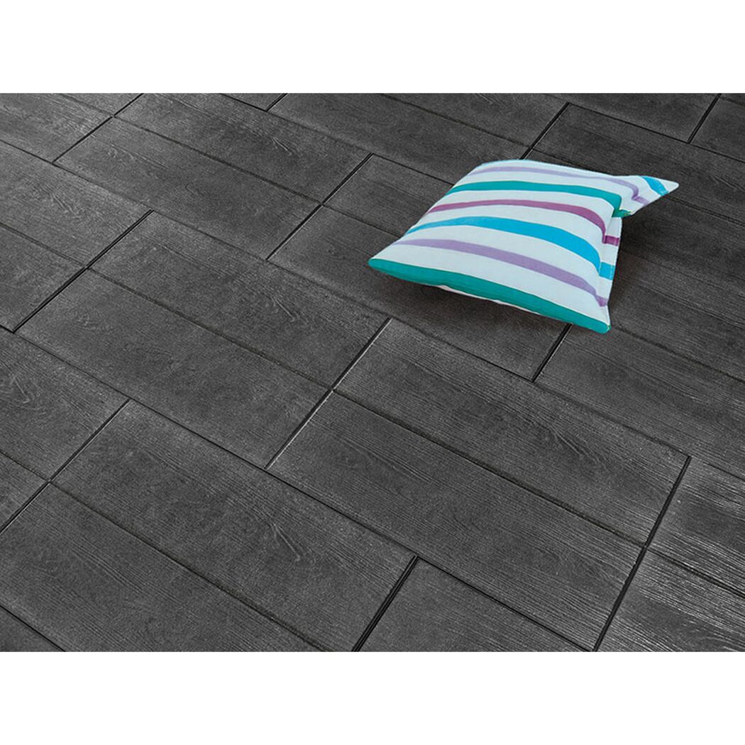 Graue Terrassenplatte T-Court Timber 60 x 40 x 4 cm basalt
