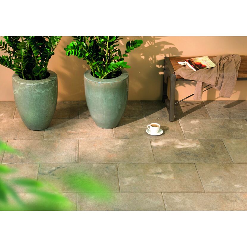 Terrassenplatte 'T-Court Protect' Beton muschelkalkfarben 40 x 60 x 4 cm