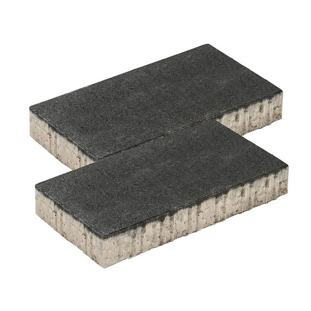Zwei graue Betonpflastersteine