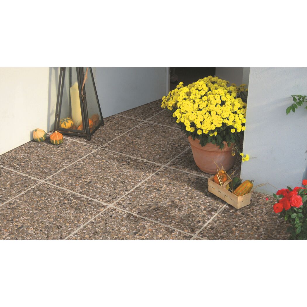 Waschbeton-Terrassenplatte braun/bunt 40 x 40 x 4 cm