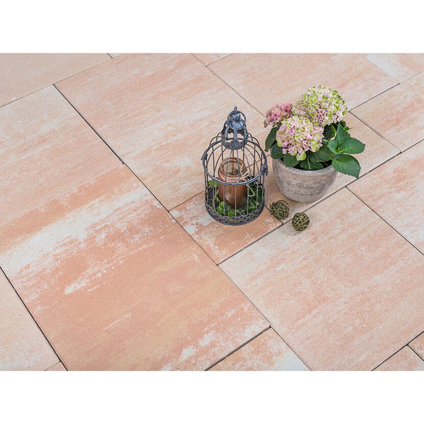 Terrassenplatte 'T-Court Multi' Beton sandsteinfarben 121 x 80 x 5 cm