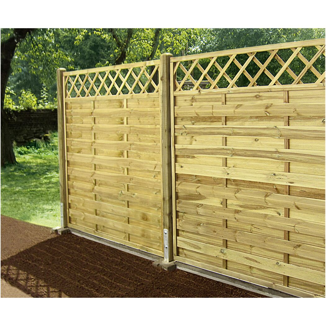 Holz-Sichtschutzzaun mit Gitter