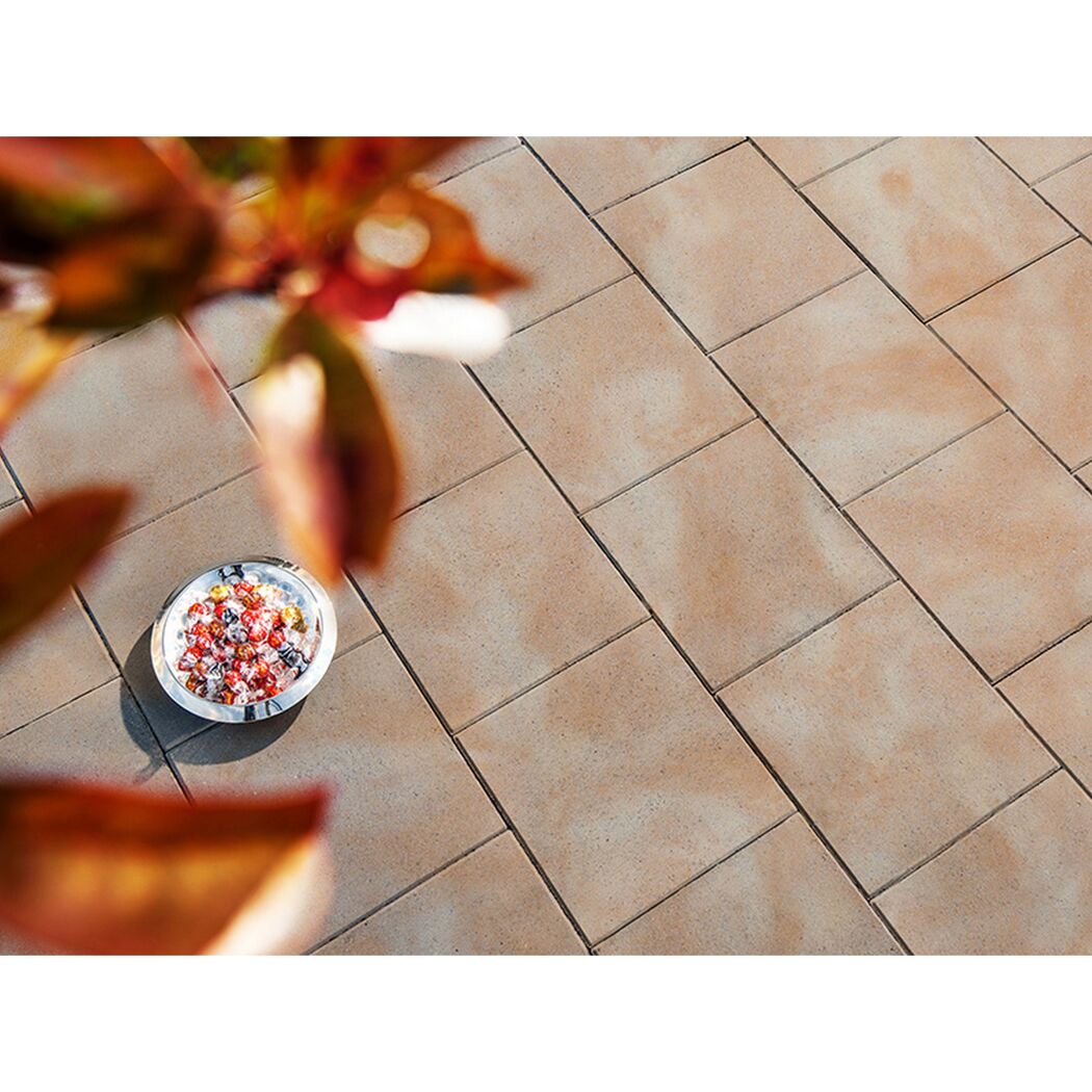 Terrassenplatte 'T-Court Protect' Beton terrakottafarben 40 x 40 x 4 cm