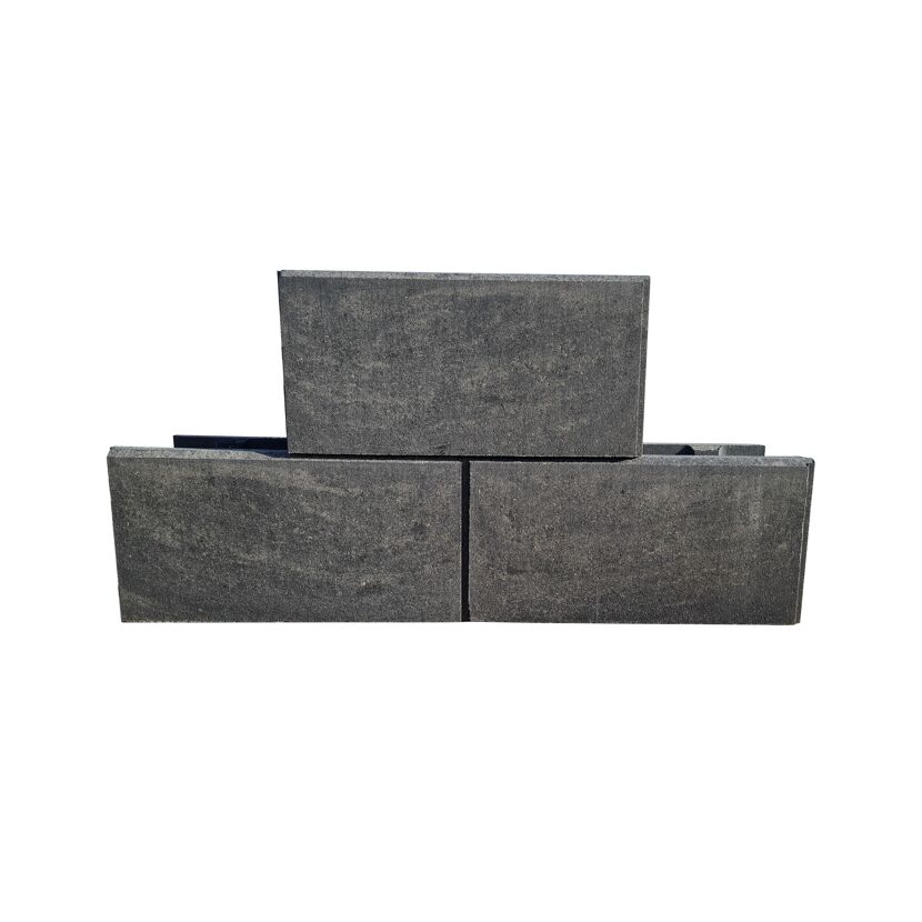 Drei graue T-Wall Schalungssteine