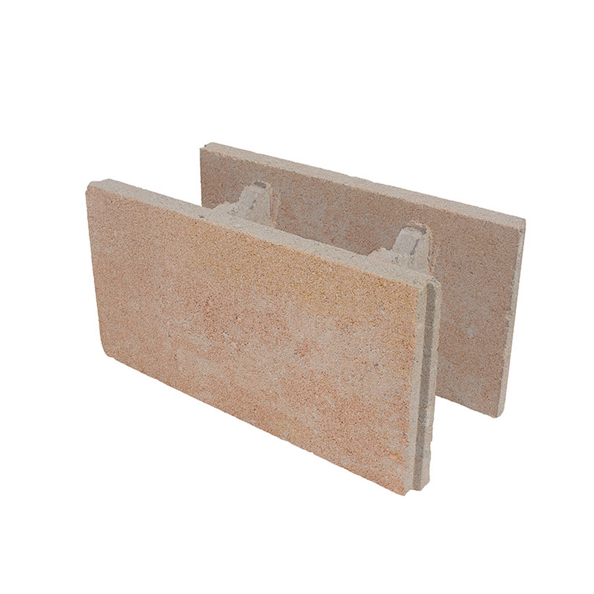 Zwei T-Wall Schalungssteine, 50 x 24 x 25 cm, sandfarben
