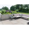 Sitzecke auf einer Terrasse mit Pflanzenkübeln