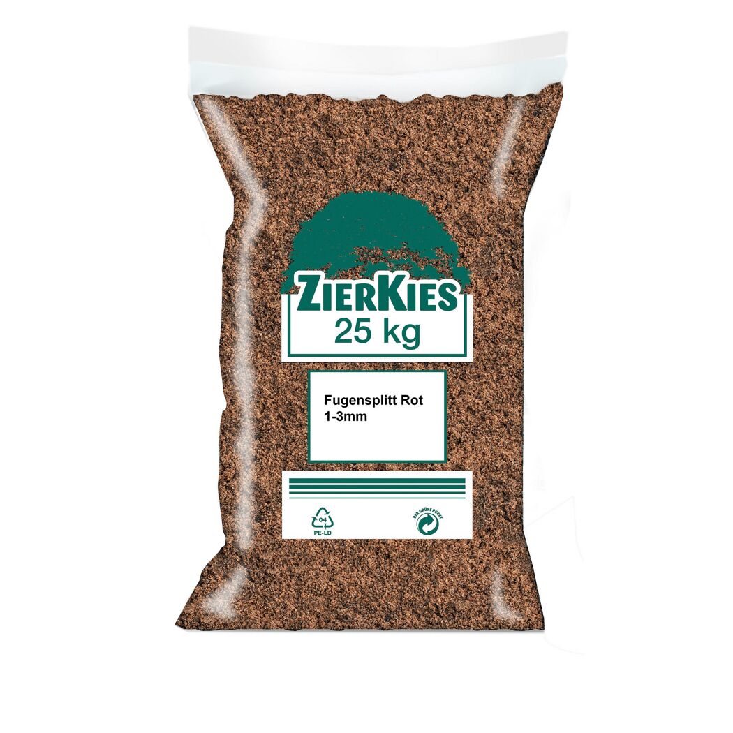 25 kg Zierkies, rot, Körnung 1-3 mm, im Plastikbeutel