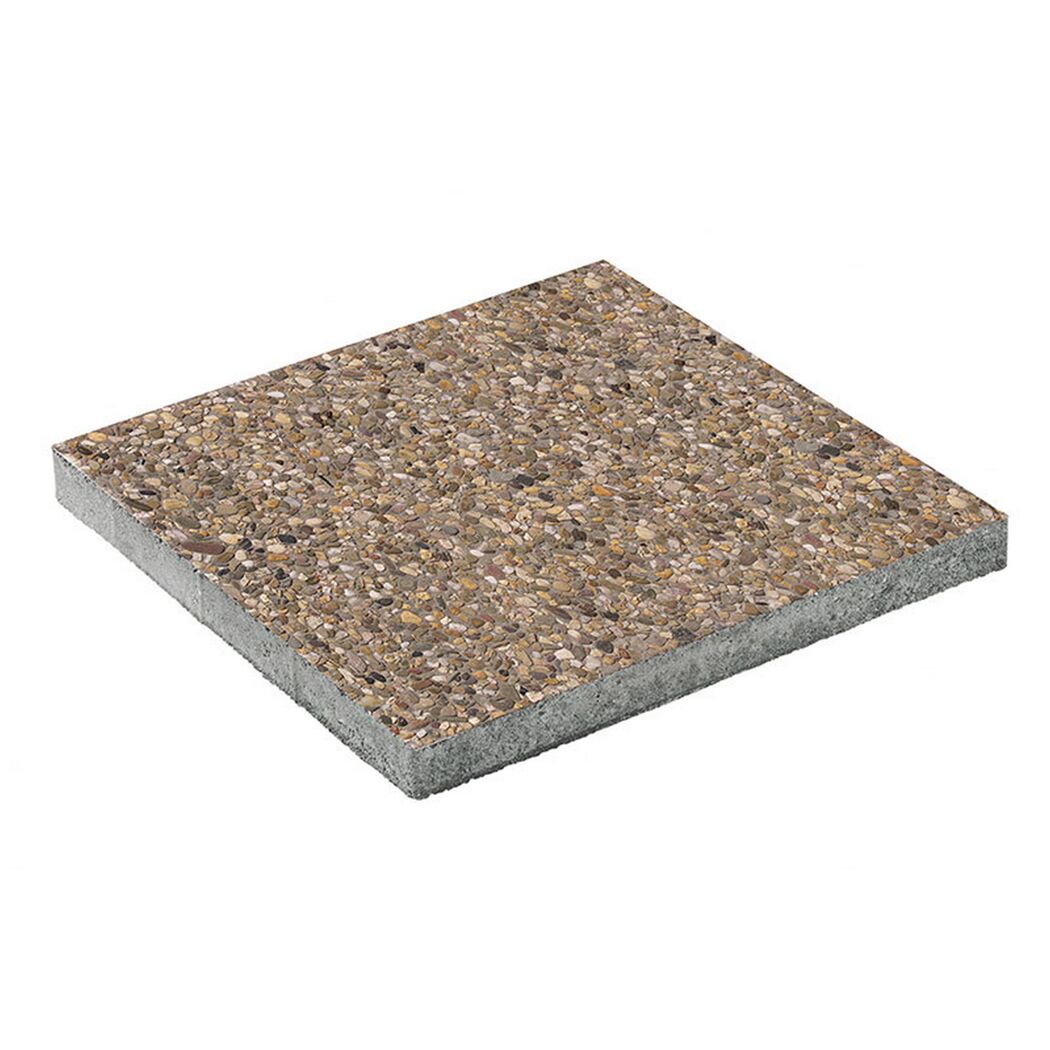 Waschbetonplatte 50 x 50 x 4 cm, Rheinkies