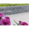 Graue Gartenmauer mit Blumen