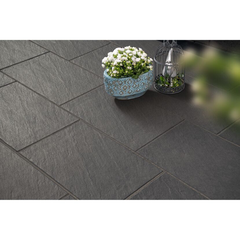 Terrassenplatte 'T-Court Posh' basaltfarben 40 x 60 x 4 cm