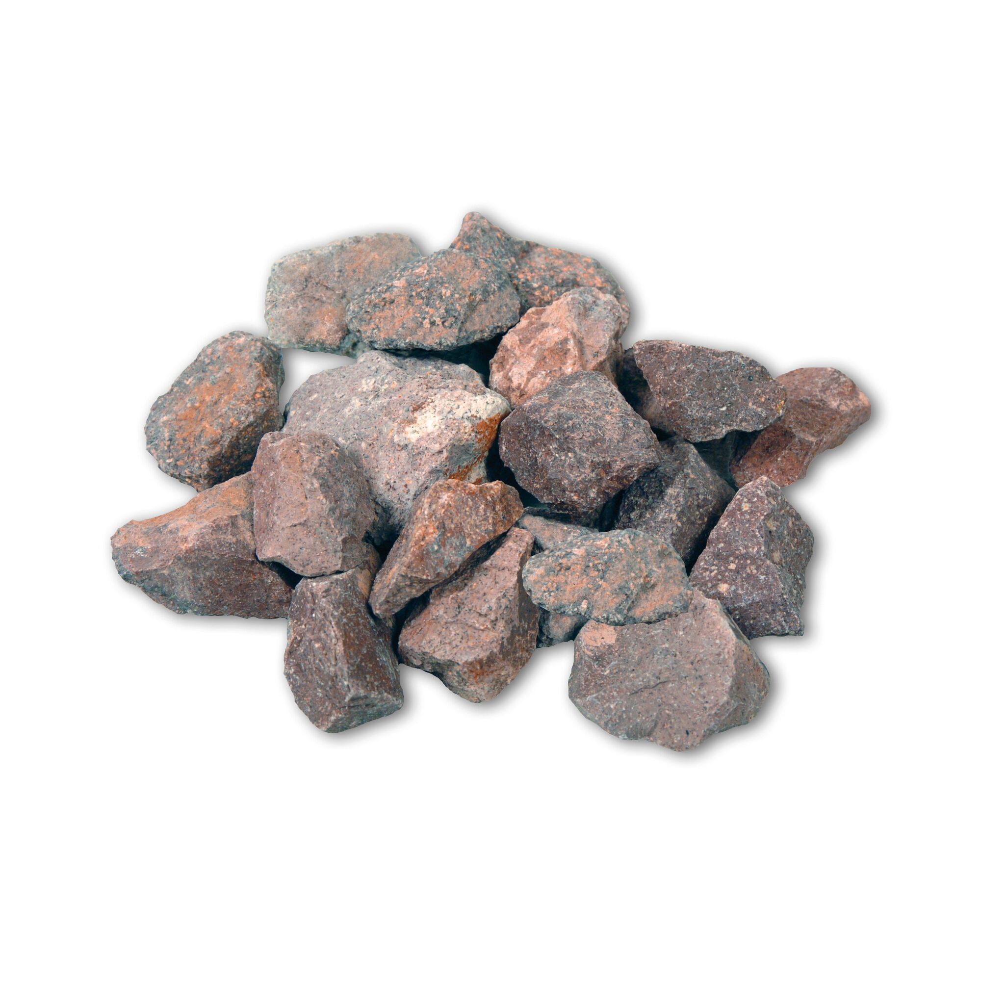 Haufen roter Bruchsteine