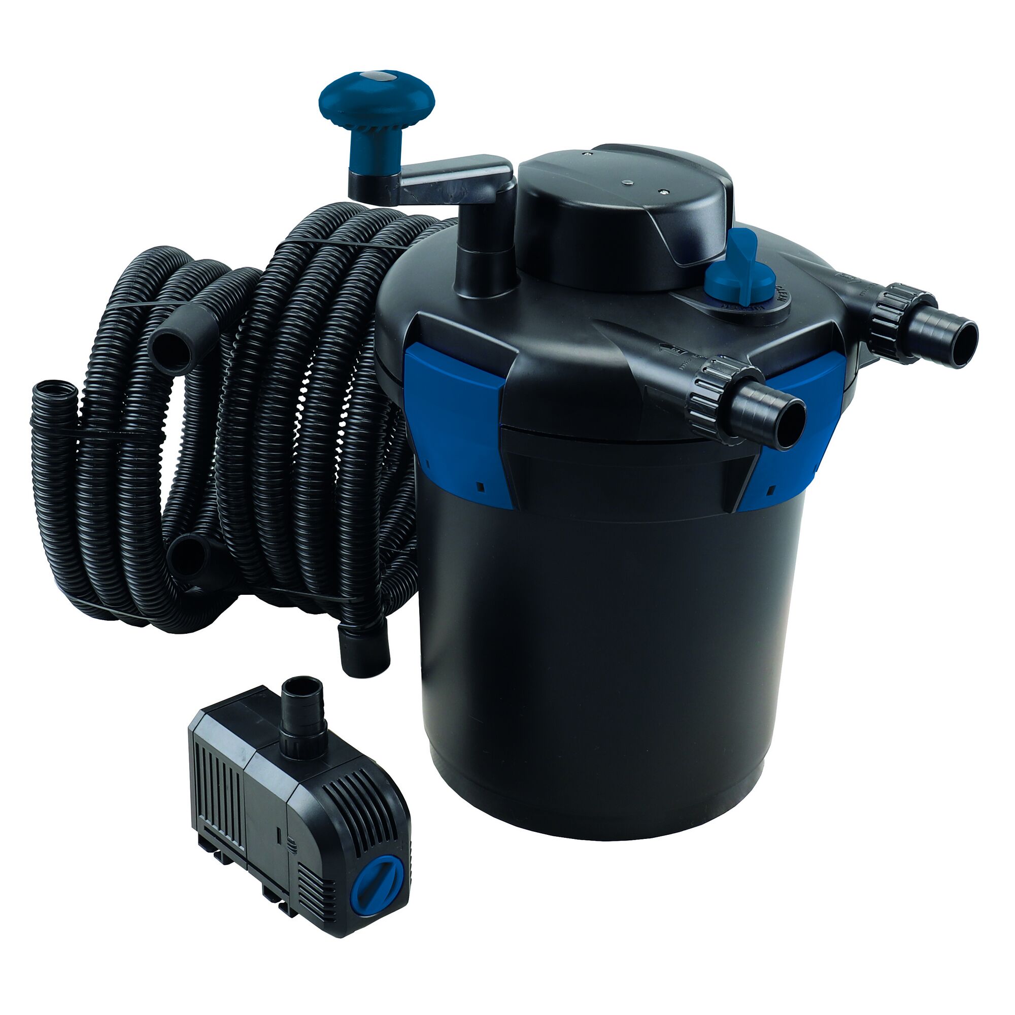 Teichdruckfilter mit Pumpe und Schlauch