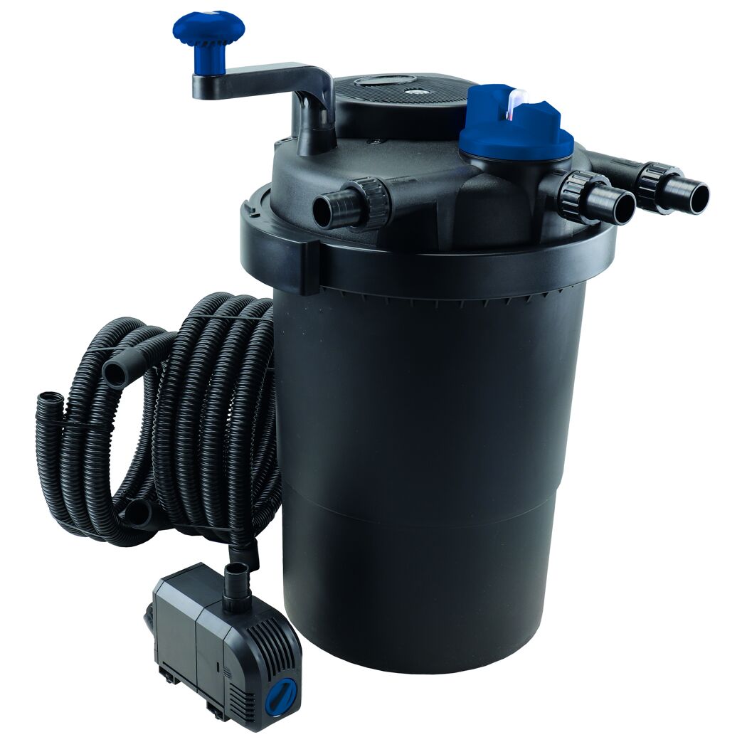 Teichdruckfilter mit Pumpe und Schläuchen