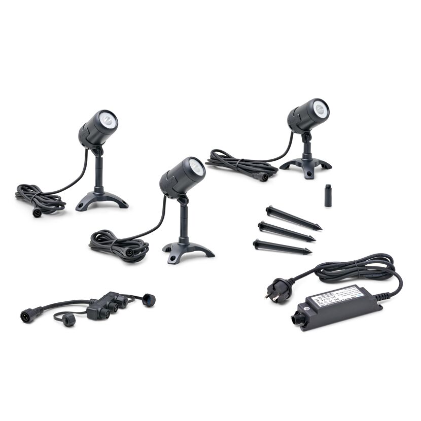 Drei schwarze Oase Lunaqua LED-Strahler