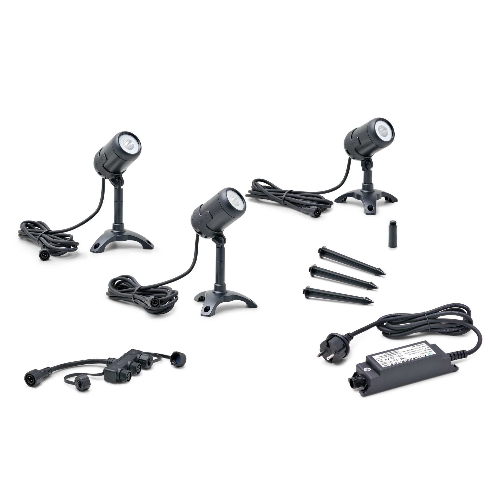 Drei schwarze Oase Lunaqua LED-Strahler