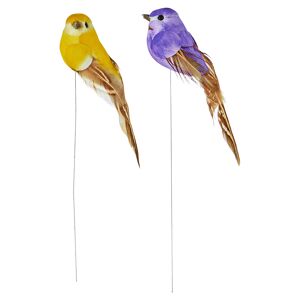 Dekovögel Styropor violett/gelb 2 Stück
