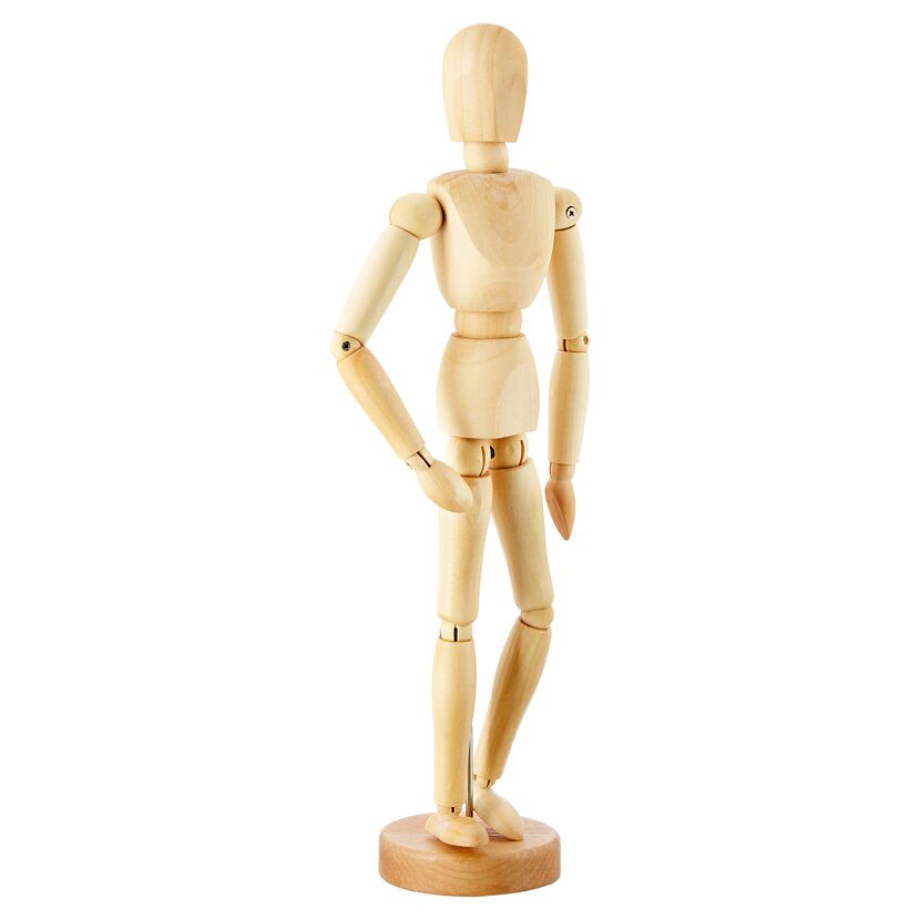 Holz-Gliederpuppe in Pose