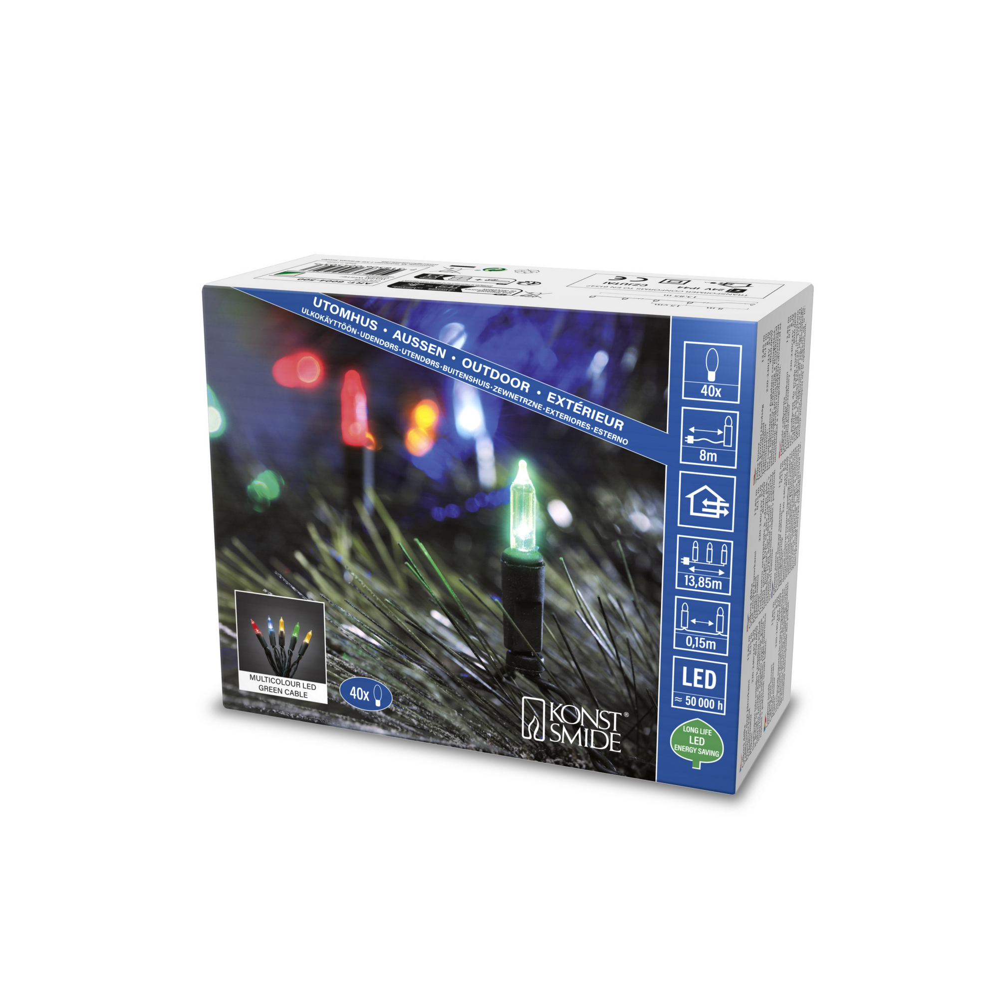 LED-Lichterkette 40 LED bunt 138 cm