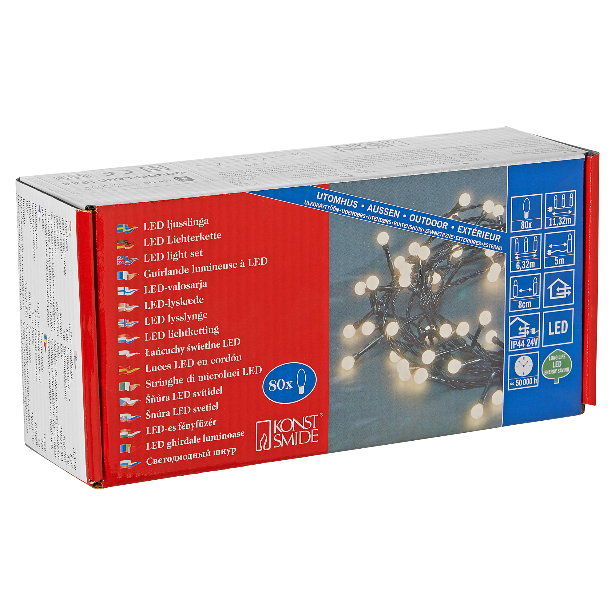 Verpackung einer 80er LED Lichterkette für außen