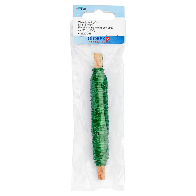 Grüner Wickeldraht auf Spule in Plastikverpackung