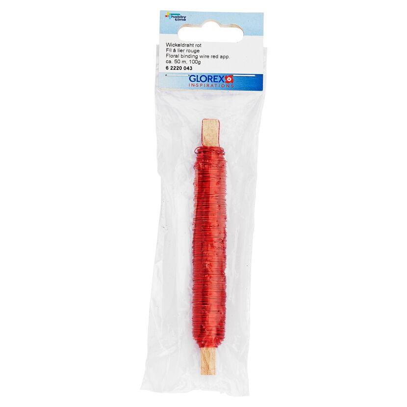 Roter Wickeldraht auf Spule in Plastikverpackung