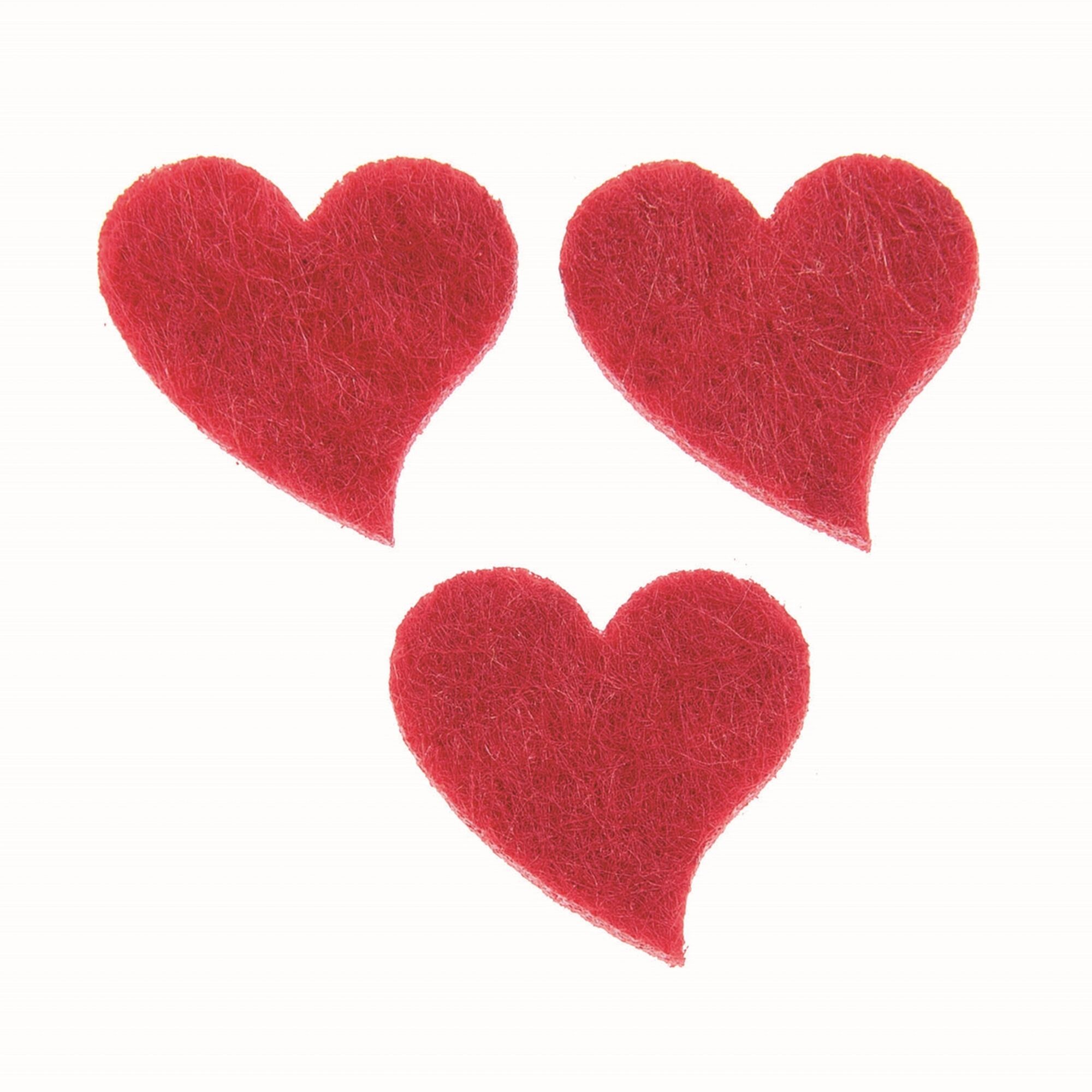 Drei rote Filzherzen